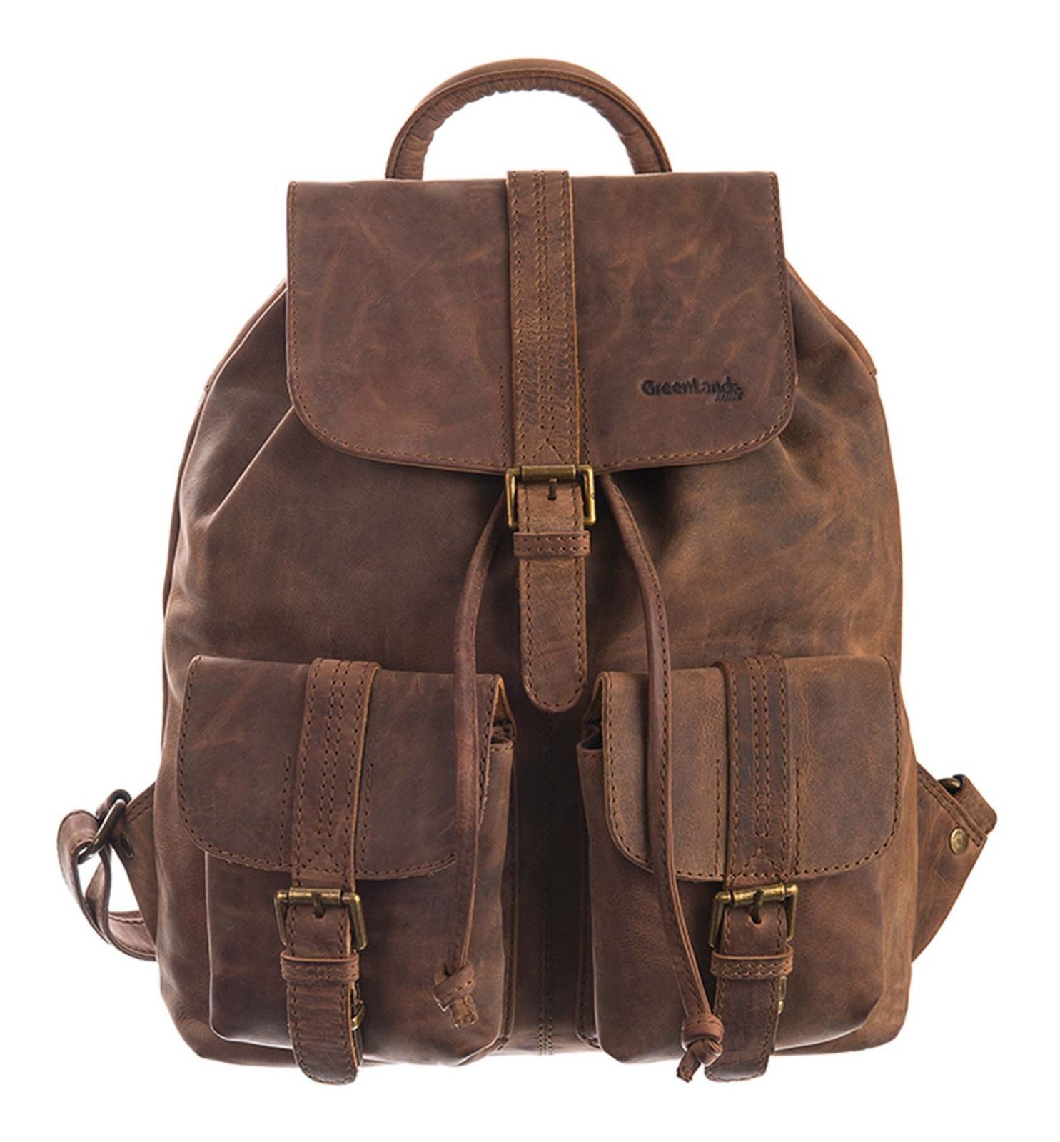 GreenLand Nature Rucksack Backpack, aus echtem Rindsleder