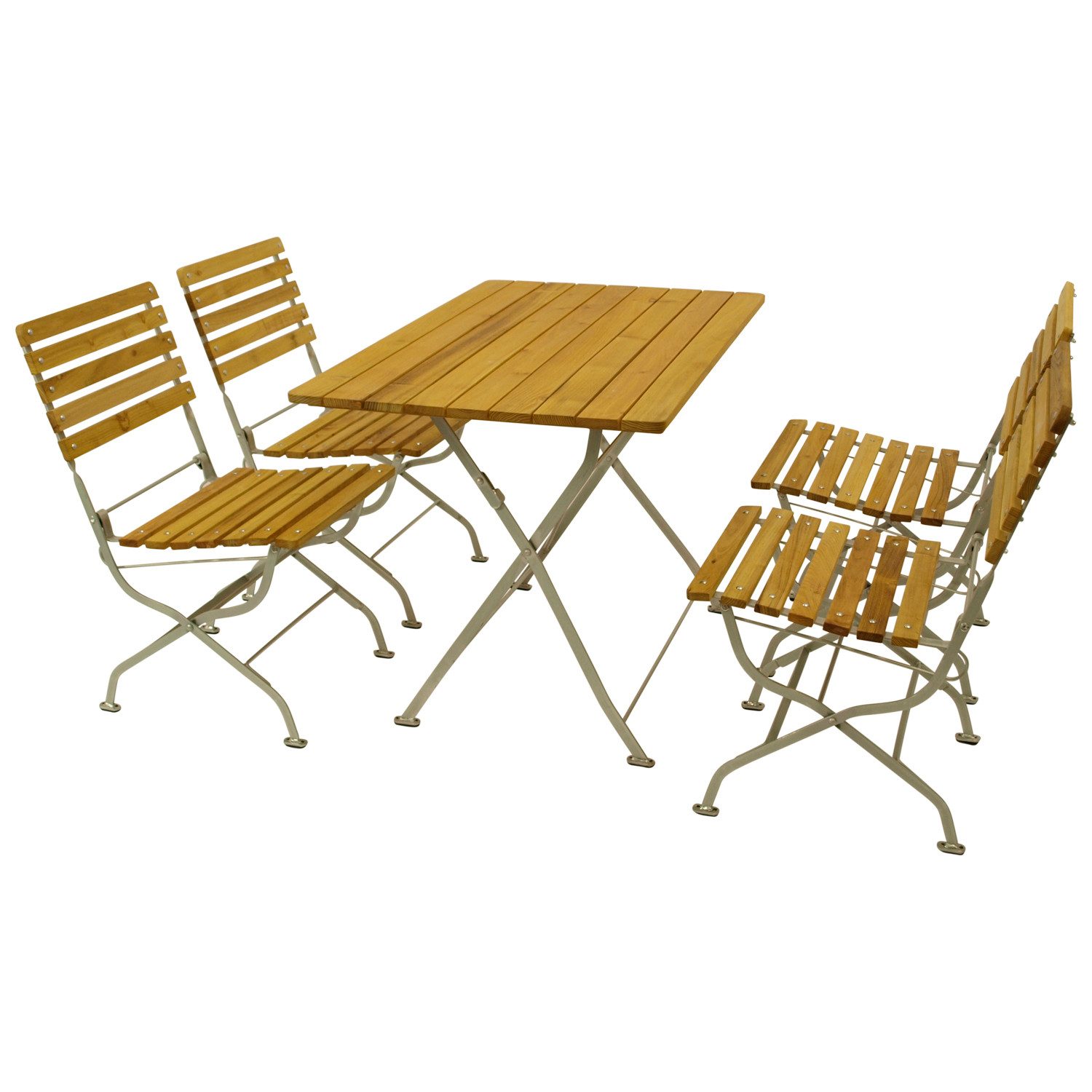 TPFGarden Sitzgruppe HOBART-LIGHT, (Gartenessgruppe - Garten Garnitur 5-teilig - Flachstahl Robinienholz, 5-tlg., Gartenmöbel Set - Gestell verzinkt hellgrau), (4x Stuhl, 1x Tisch 70x110cm rechteckig)