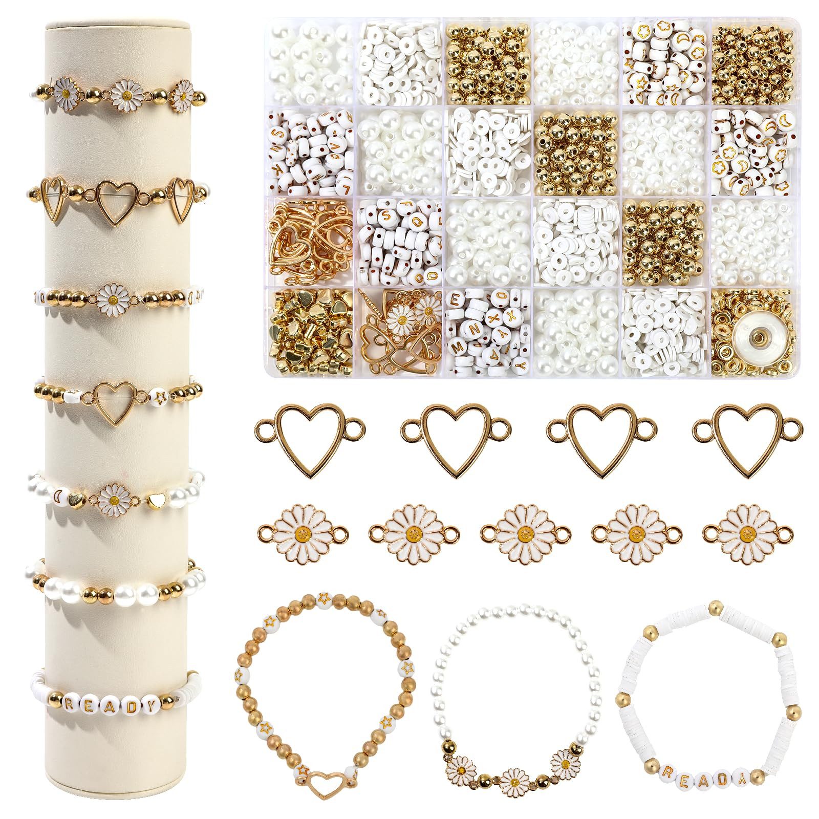 CLTYQ Ketten und Armband Set Kreativset Bastelperlen Armband Perlen Set Handgemachtes, Perlenarmband-Set, DIY Perlen zum Auffädeln