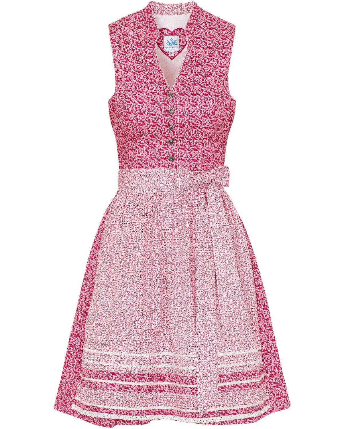 Spieth & Wensky Dirndl Mini Baumwolldirndl Narissa Rot/Rosé | Dirndl