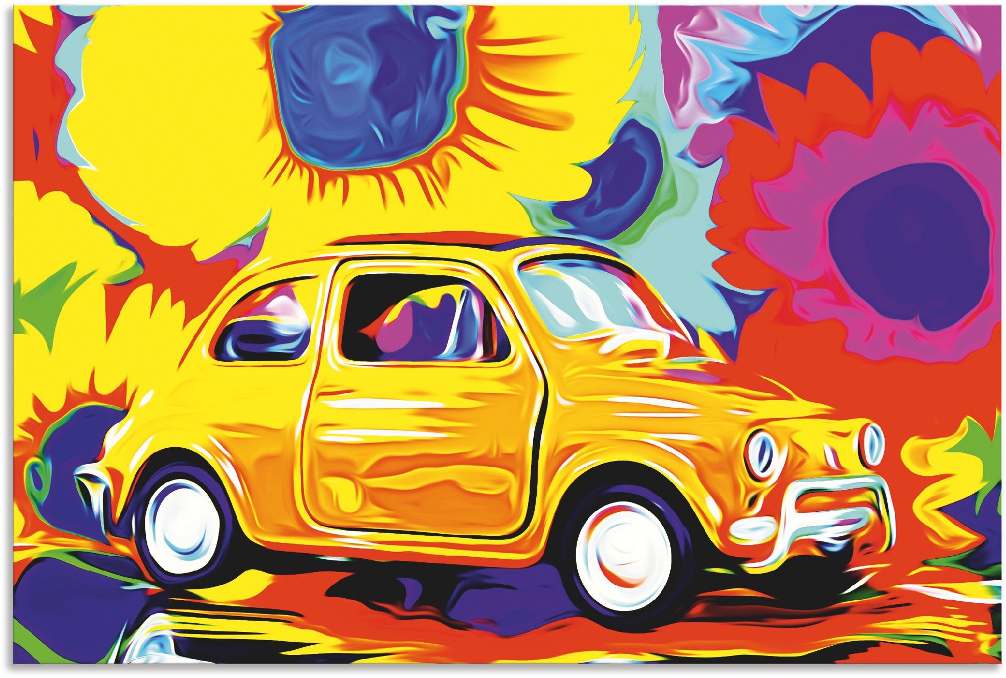 Artland Alu-Dibond-Druck Fiat 500, Auto (1 St), für Innen- und Außenbereich geeignet, Outdoorbild