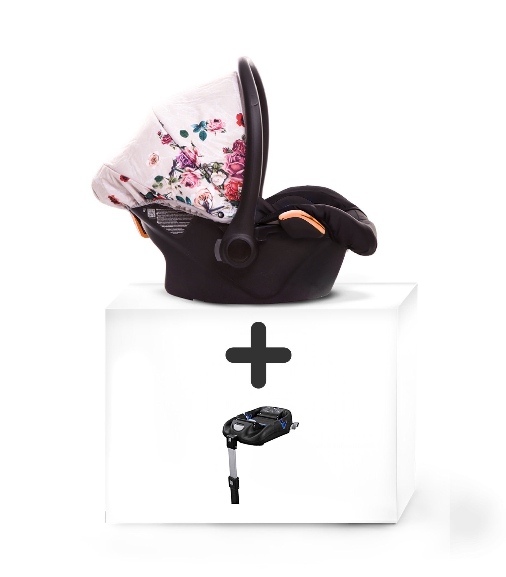 TPFLiving Babyschale Musse Light Dark Rose Autositz, ab: 0+, bis: 11kg (0-11kg), bis: 13 kg, (mit Isofix Basis), Babyschale fürs Auto auch passend für Light Rose Kinderwagen Rosé Gold