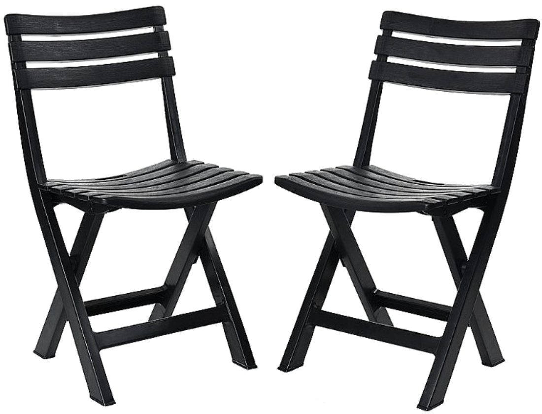 Progarden Gartenstuhl Kunststoff 78x44x42cm Anthrazit 2 er Set (Set, 2 St), UV-Beständig, Robust, Wetterfest, Made in Italy, Hochwertig