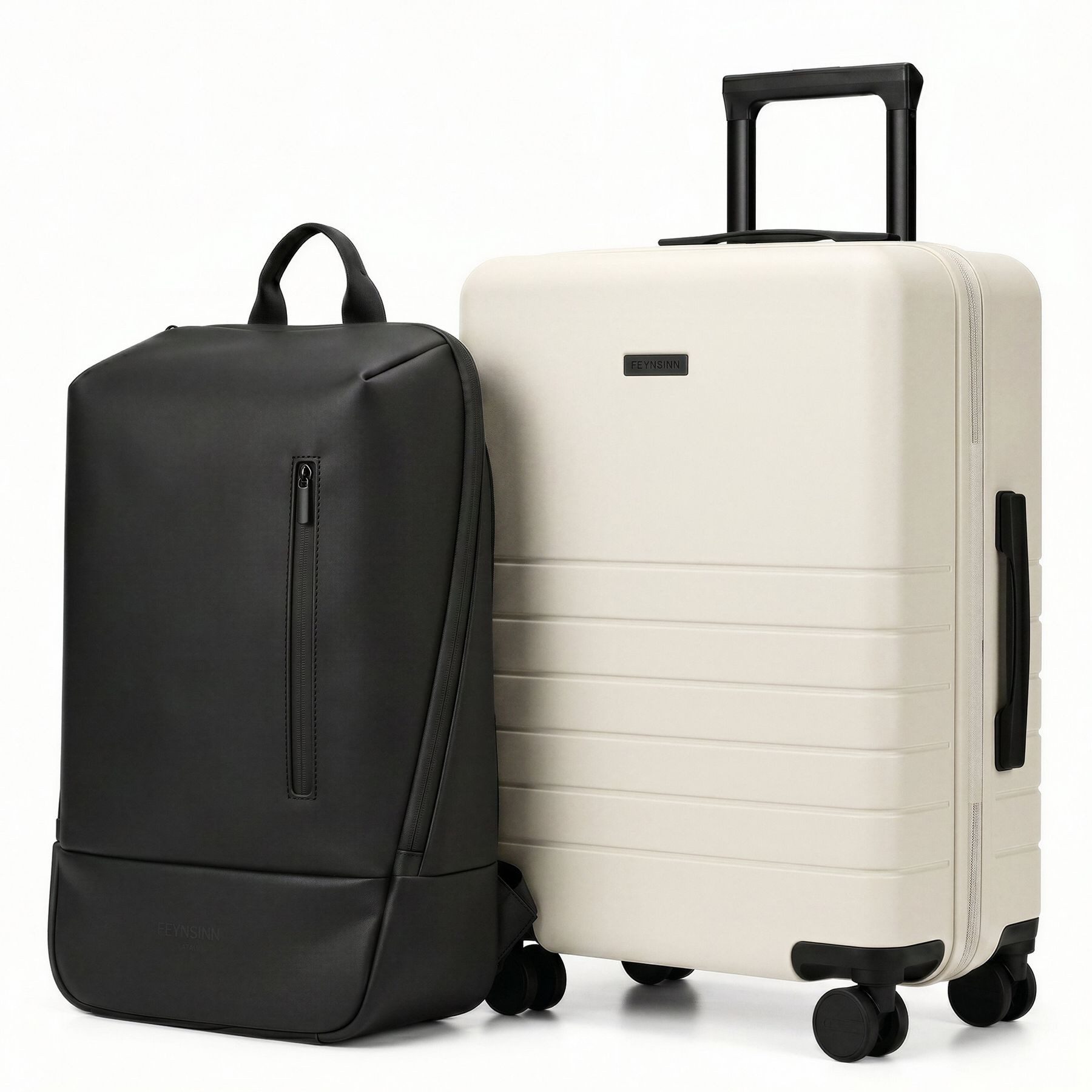 Koffer Travel Set Handgepäck Hartschale Trolley & Rucksack in Beige