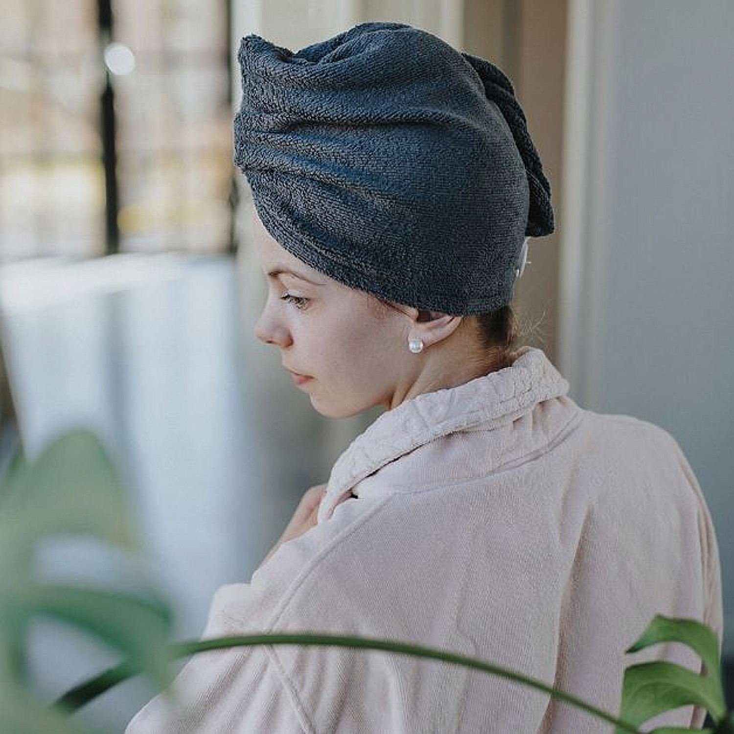 Macosa Home Turban-Handtuch Haarturban Mikrofaser Grau günstig online kaufen