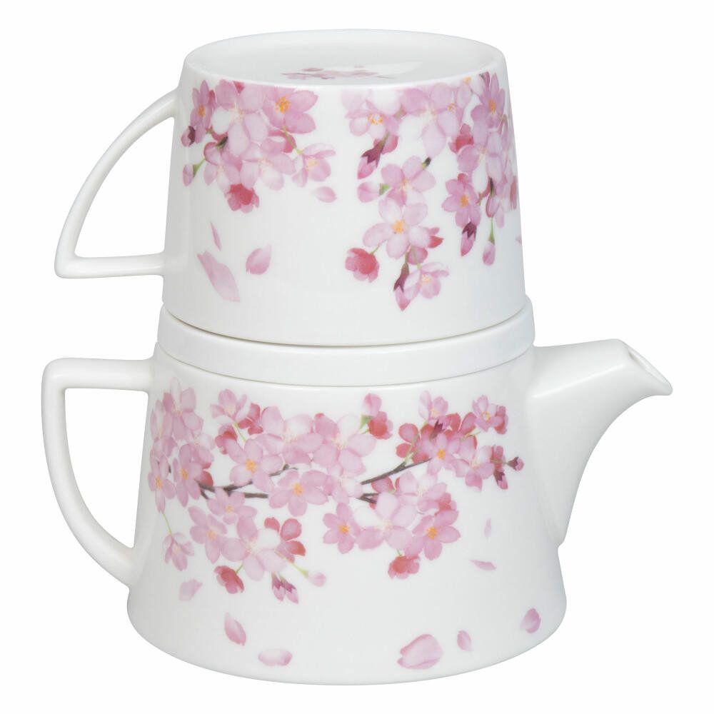 Könitz Teekanne Tea for me - Kirschblüten, 650 ml, (Set, 3-St), mit Becher und Deckel