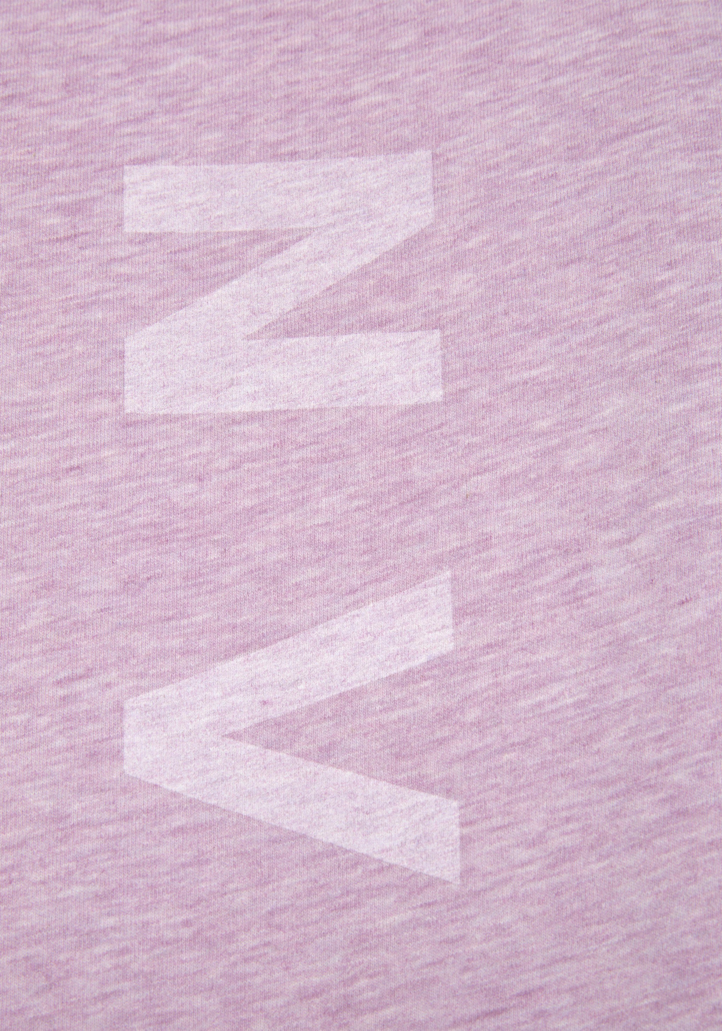 Tira Logodruck mit sportlich-casual Elbsand lila Langarmshirt, hinten, meliert Longsleeve