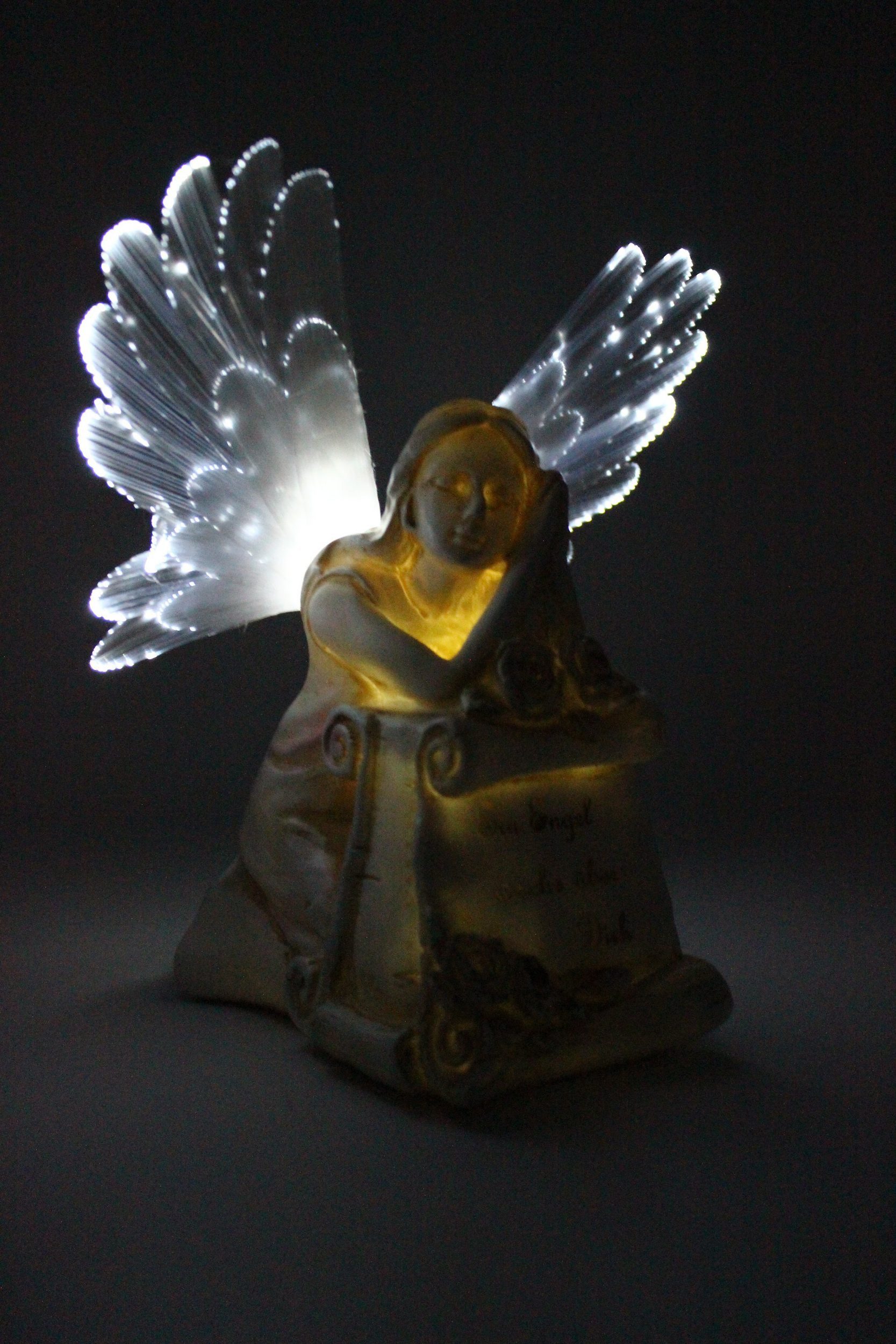 Luna24 simply great ideas... Engelfigur LED Grabbeleuchtung, Grablicht, Solarleuchte Engel, Solar Grabschmuck