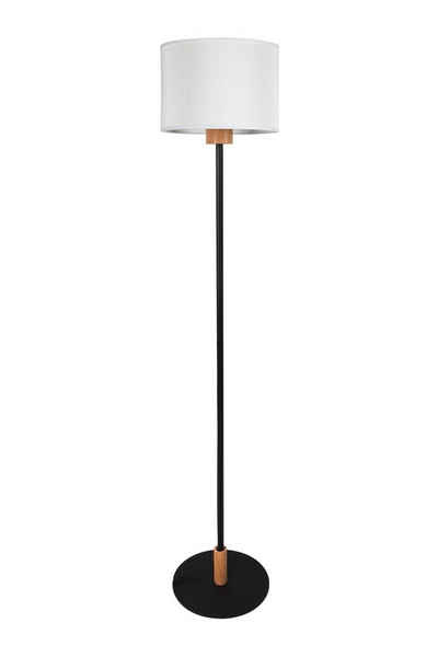 SPOT Light Stehlampe OLAF, Höhe 136 cm, Schwarz, Weiß, Metall, ohne Leuchtmittel, 1-flammig, Eiche geölt, Zelluloseschirm