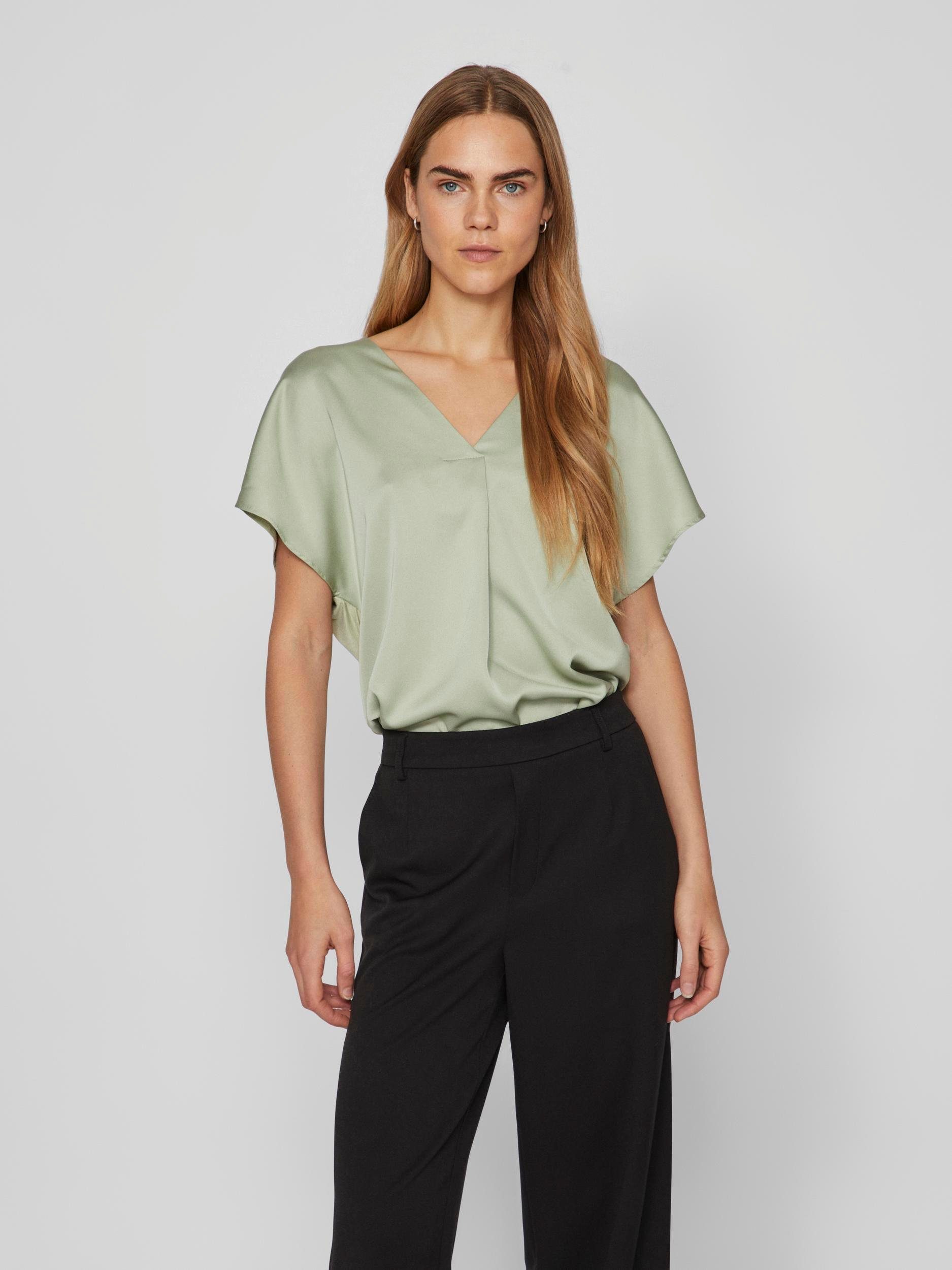 Vila V-Shirt VIELLETTE V-NECK S/S SATIN TOP - NOOS