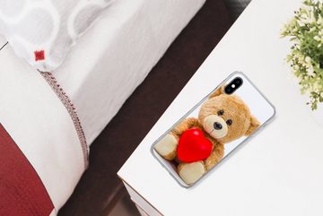 MuchoWow Handyhülle Ein Teddybär zum Valentinstag, Handyhülle Apple iPhone Xs, Smartphone-Bumper, Print, Handy