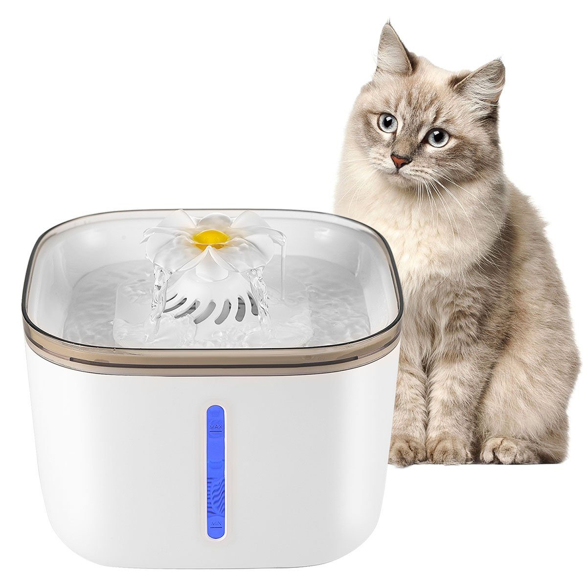 oyajia Trinkbrunnen Katzen Trinkbrunnen, Hundewasserspender, 2L Automatischer Trinkbrunnen, Intelligentes LED-Licht, Leise Wasserpumpe, Hygienischer Wasserspender