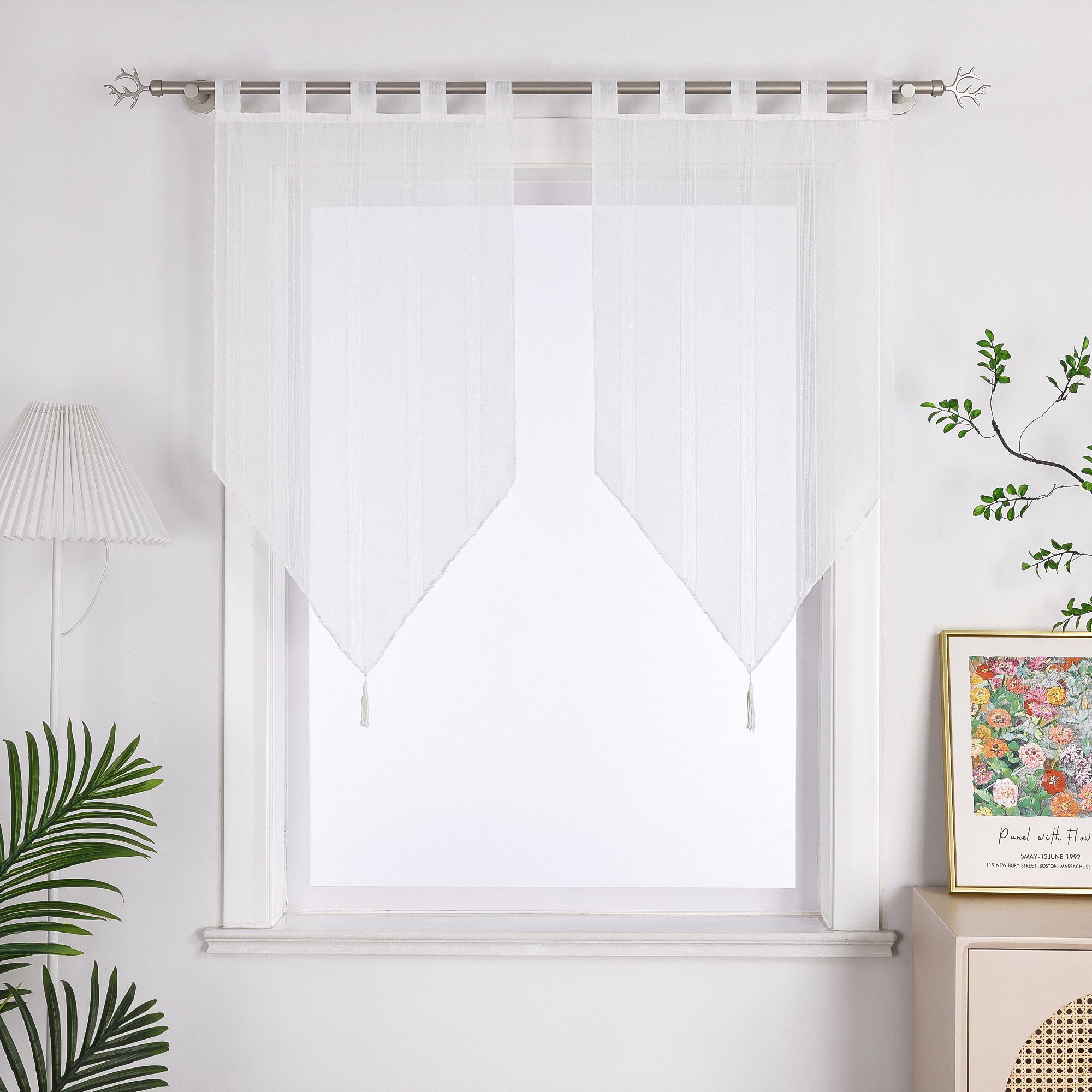 Joyswahl Scheibengardine (2 St), Schlaufen, transparent, Voile, mit Quaste günstig online kaufen