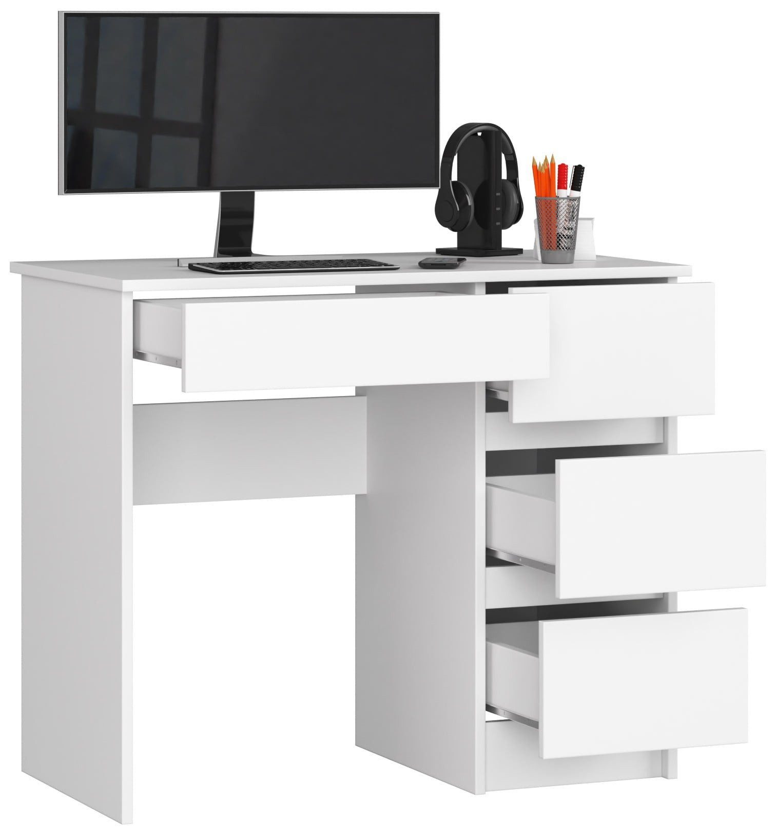 Raumhirsch Furniture Schreibtisch Kinder Computertisch - Eleganter Schreibtisch mit Stauraum, mit 4 Schubkästen - Kasten rechte Variante – Bild 3 von 5