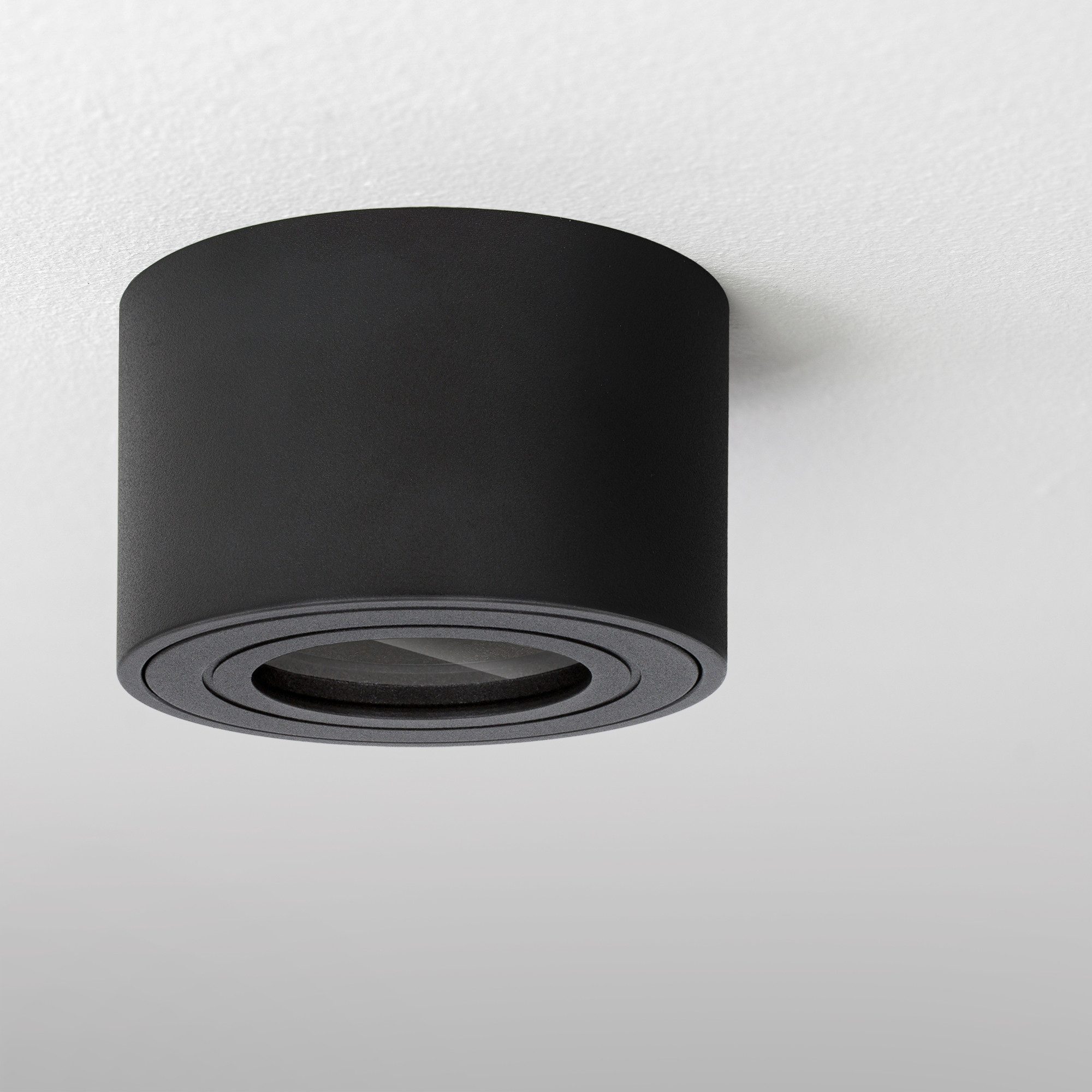 linovum LED Außen-Deckenleuchte Aufbauleuchte SMOL-W schwarz für LED Modul IP44 Deckenlampe Spot