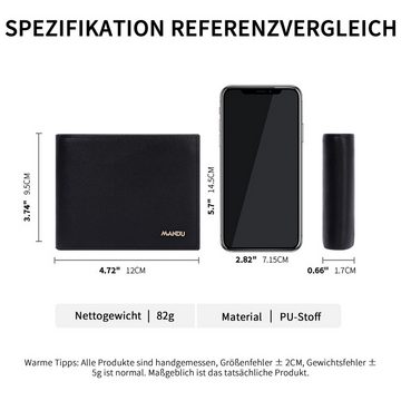 Anqier Geldbörse Geldbörse Echtleder Herren Portemonnaie mit Münzfach und RFID Schutz (Kleiner Geldbeutel für Herren,Männer,(querformat),7 Kartenfächer, mit RFID-Schutz), Einzigartige Geschenke,Verschleißfest, diebstahlsicher, Schwarz