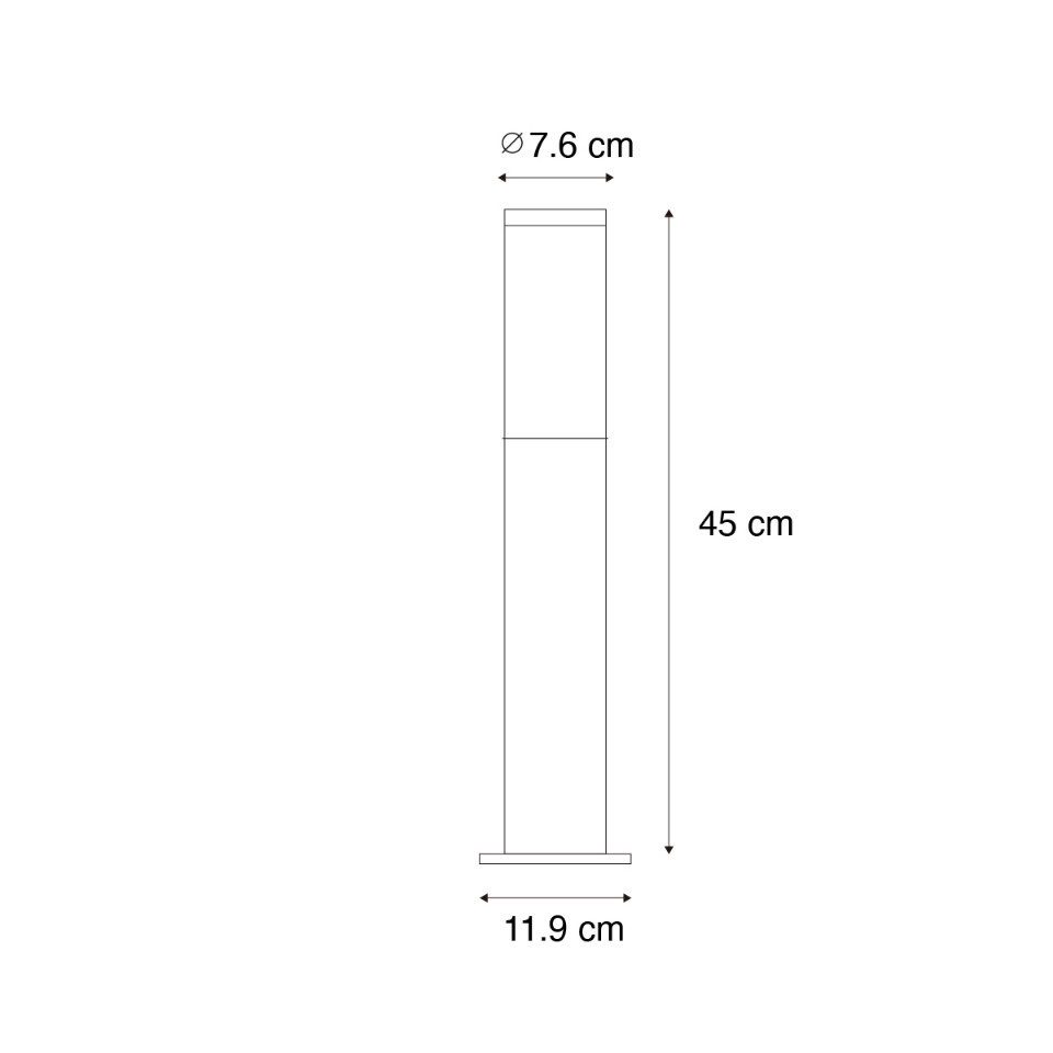 Qazqa Außen-Stehlampe Rox, ohne Leuchtmittel, Kaltweiß, QAZQA Außen­poller­leuchte, e27, Schwarz, Stahl, Modern