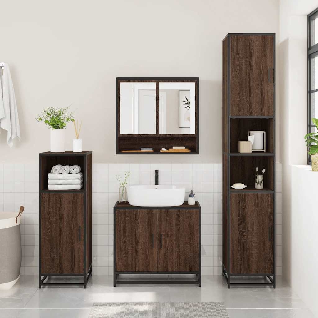 vidaXL Badezimmerspiegelschrank Bad-Spiegelschrank Braun Eichen-Optik 65x20 günstig online kaufen