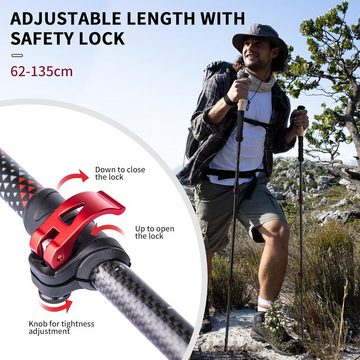 Naturehike Trekking-Stöcke Trekkingstöcke aus 3K-Carbonfaser Einziehbarer Gehstock Leichte