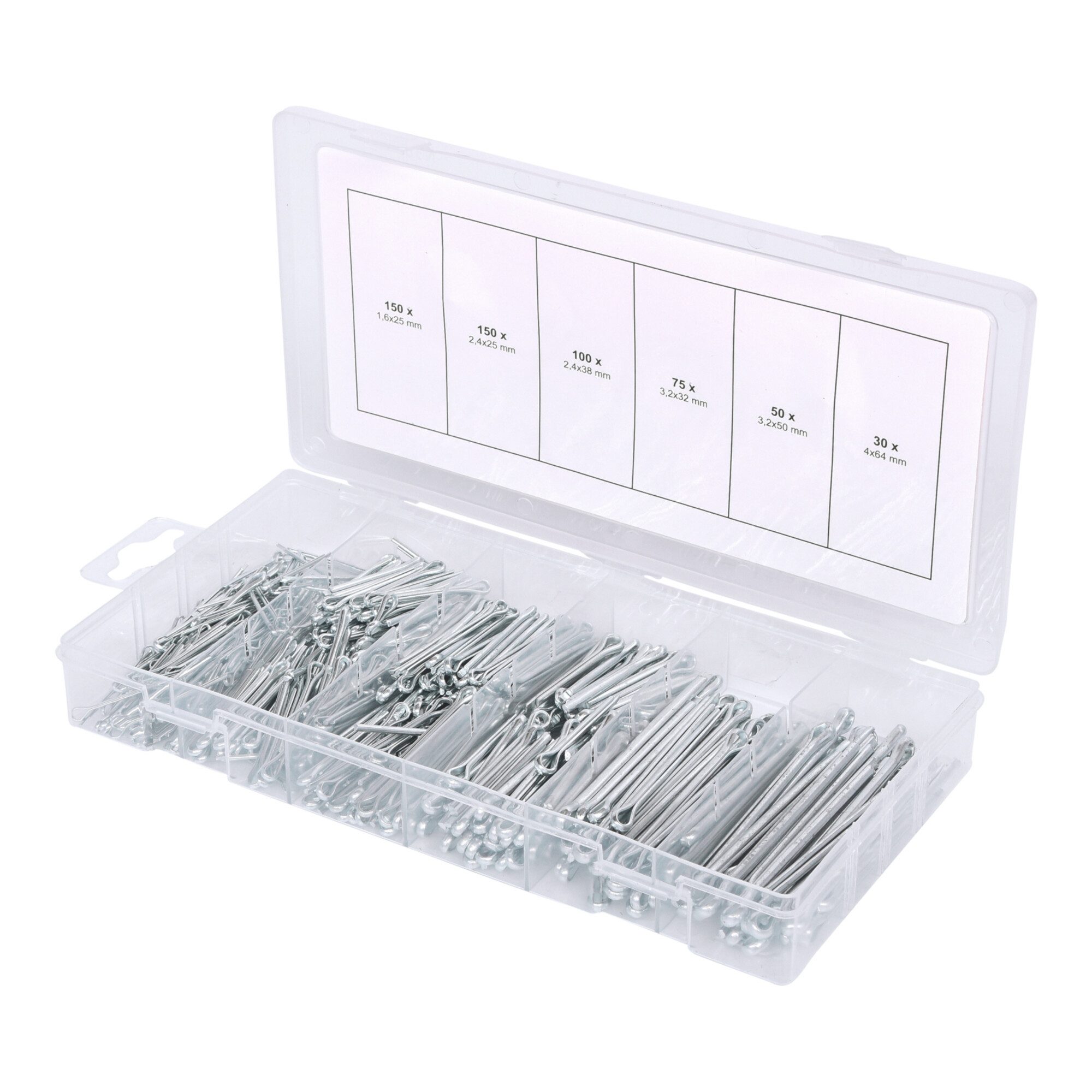 KS Tools Ringsplint KS Tools Sortiment Splinte, 1,6x25,4mm-4,0x63,5mm, 555-teilig