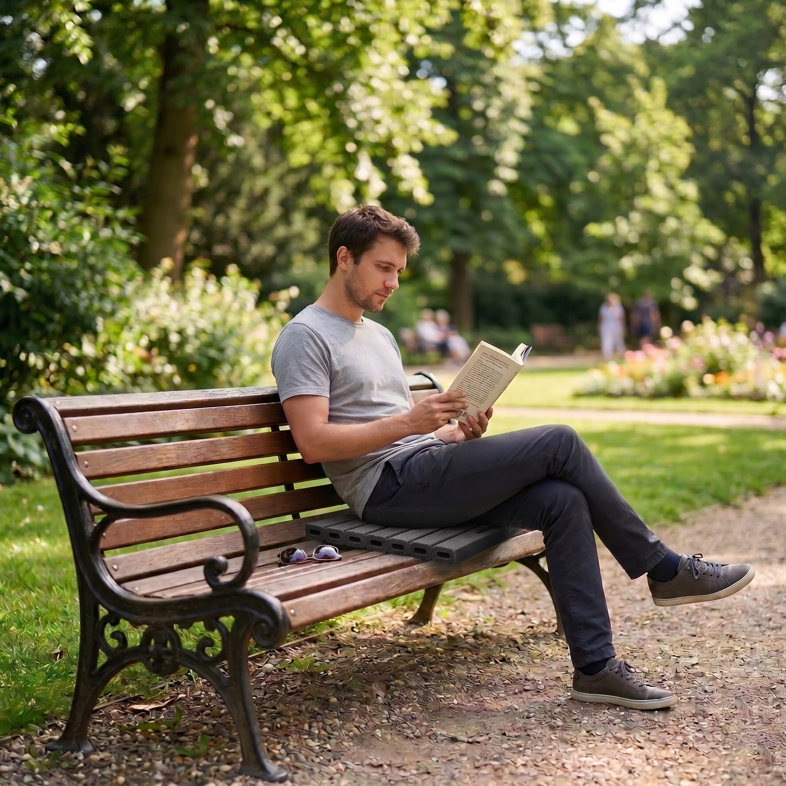 relaxdays Garten-Kniekissen Kniekissen mit Tragegriff 2er Set, schwarz