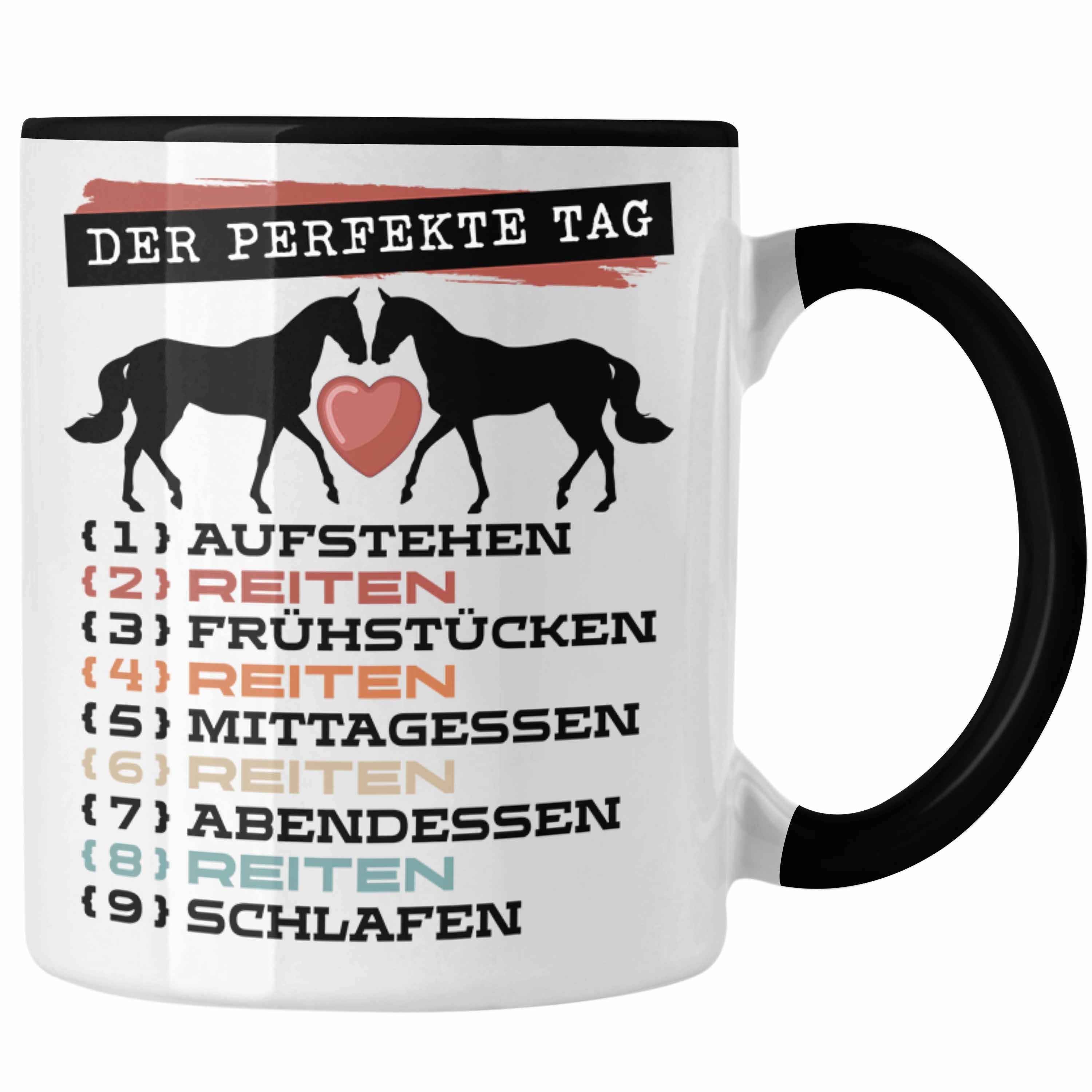 Trendation Tasse Trendation - Reiten Tasse Geschenk Becher Der Perfekte Tag Pferde Gesc Schwarz