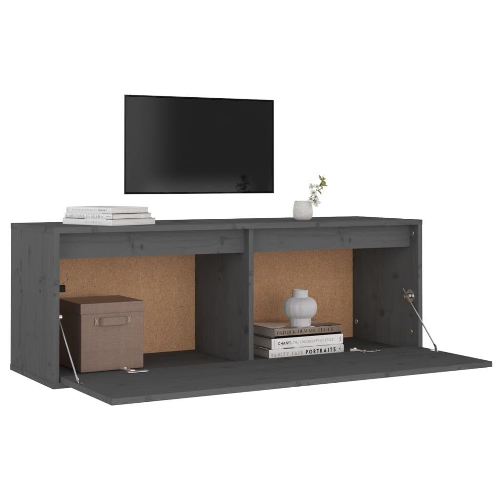 vidaXL Schränkchen Massivholz 100x30x35 cm Regal Grau Kiefer Wandschrank