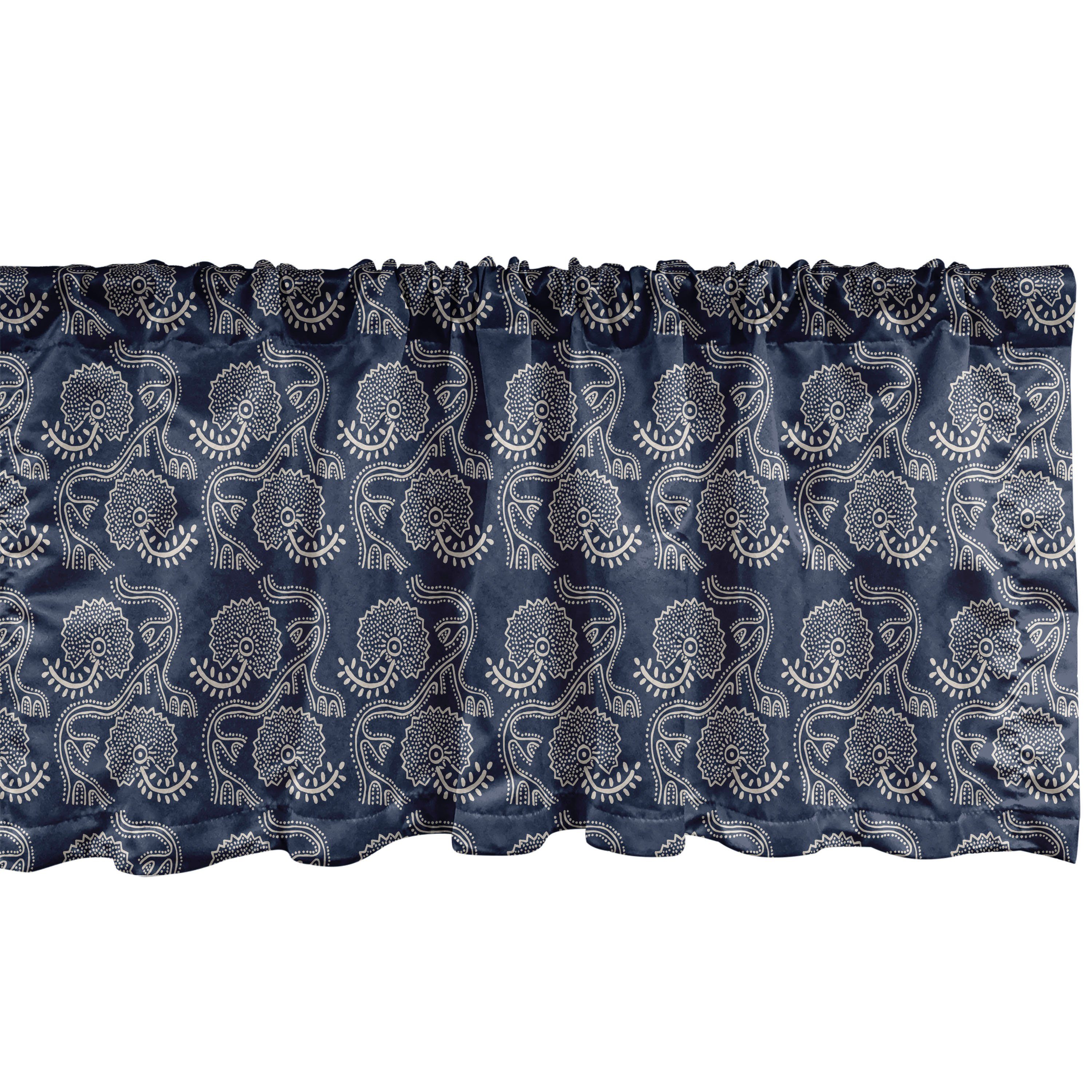Scheibengardine Vorhang Volant für Küche Schlafzimmer Dekor mit Stangentasche, Abakuhaus, Microfaser, naturfarben Russische Blumenpunkt