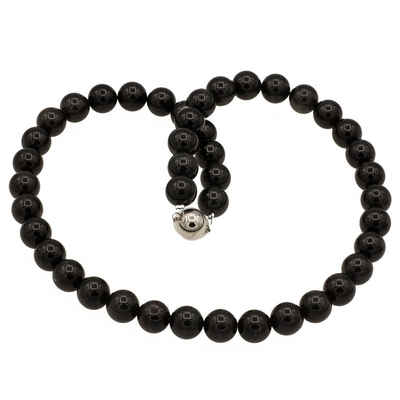 Bella Carina Perlenkette Kette mit Obsidian Perlen 10 mm Magnetverschluss, Obsidian Perlen