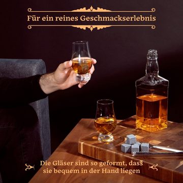 GOURMEO Whiskyglas Whiskey Geschenkset - Perfektes Zubehör für Männer, Holz, Whiskey Geschenkset - Zubehör für Männer