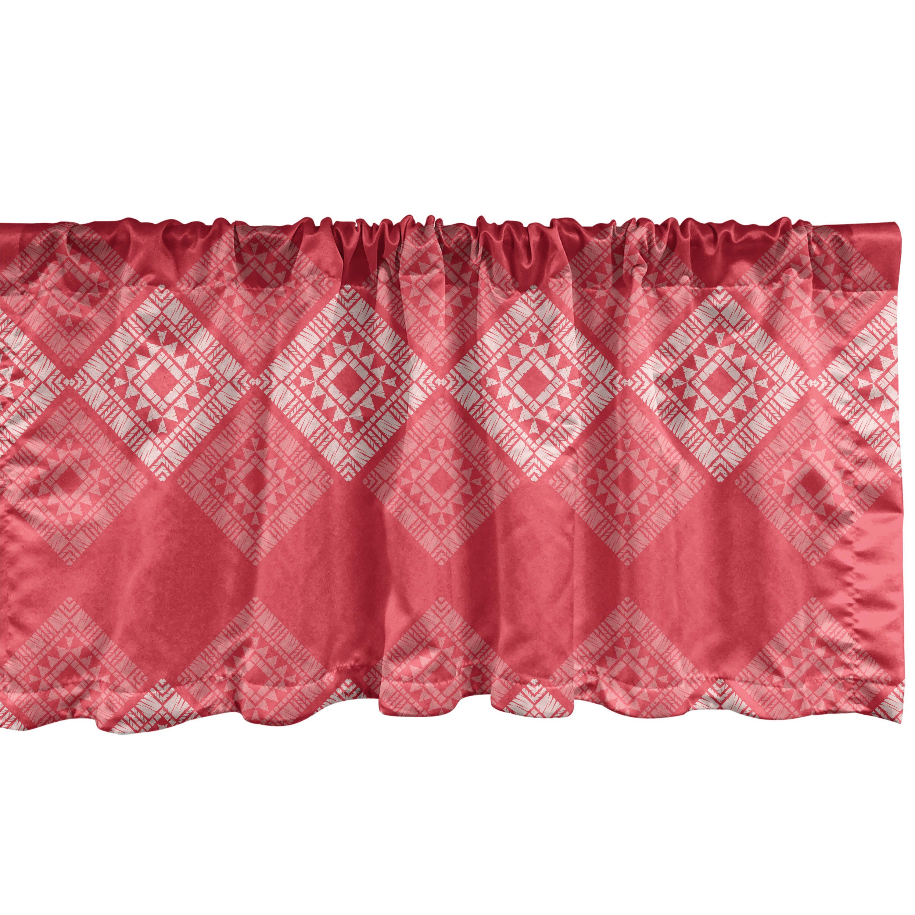 Scheibengardine Vorhang Volant für Küche Schlafzimmer Dekor mit Stangentasche, Abakuhaus, Microfaser, Aztekisch Quadrat und Dreieck Forms