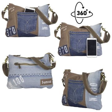 Sunsa Umhängetasche Jeanstasche CrossbodyTasche 52247, Mit abnehmbaren Schulterriemen, recycelter Jeansstoff