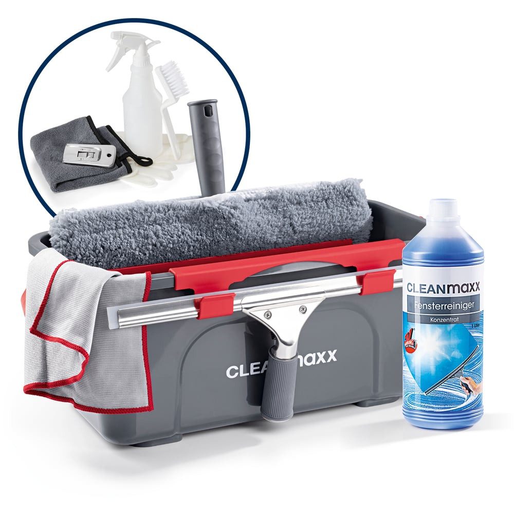 CLEANmaxx Sprühwischer CLEANmaxx Fensterreiniger-Set Professional Fensterputzer Set mit Abzieher & Fensterwischer - für saubere Fenster