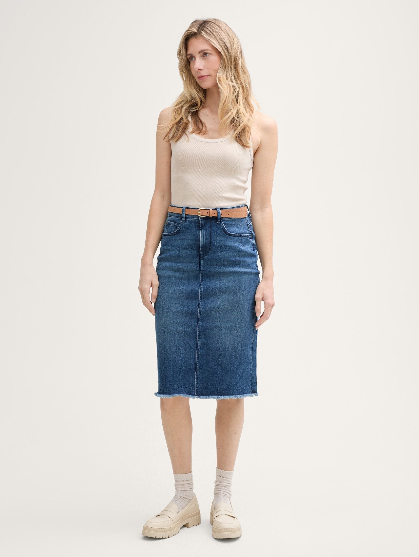 TOM TAILOR Sommerrock Midi-Jeansrock mit Schlitz günstig online kaufen