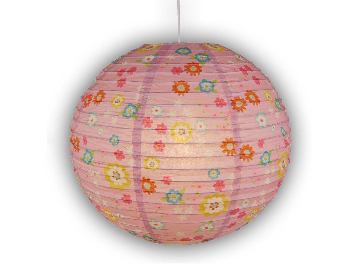 niermann Pendelleuchte Lampenschirm Papier Blumen-Motiv Ø 40cm, ohne Leuchtmittel, Papier-Lampe mit Kugel Lampenschirm mit Blumen-Motiv für Kinderzimmer