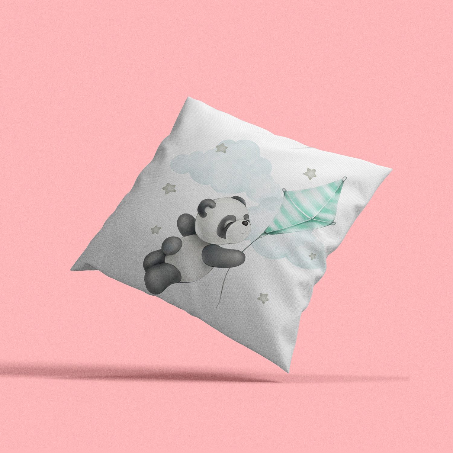 queence Dekokissen Fliegender Panda, Kissenhülle mit HD Premium Druck, geruchsneutral, 40x40cm