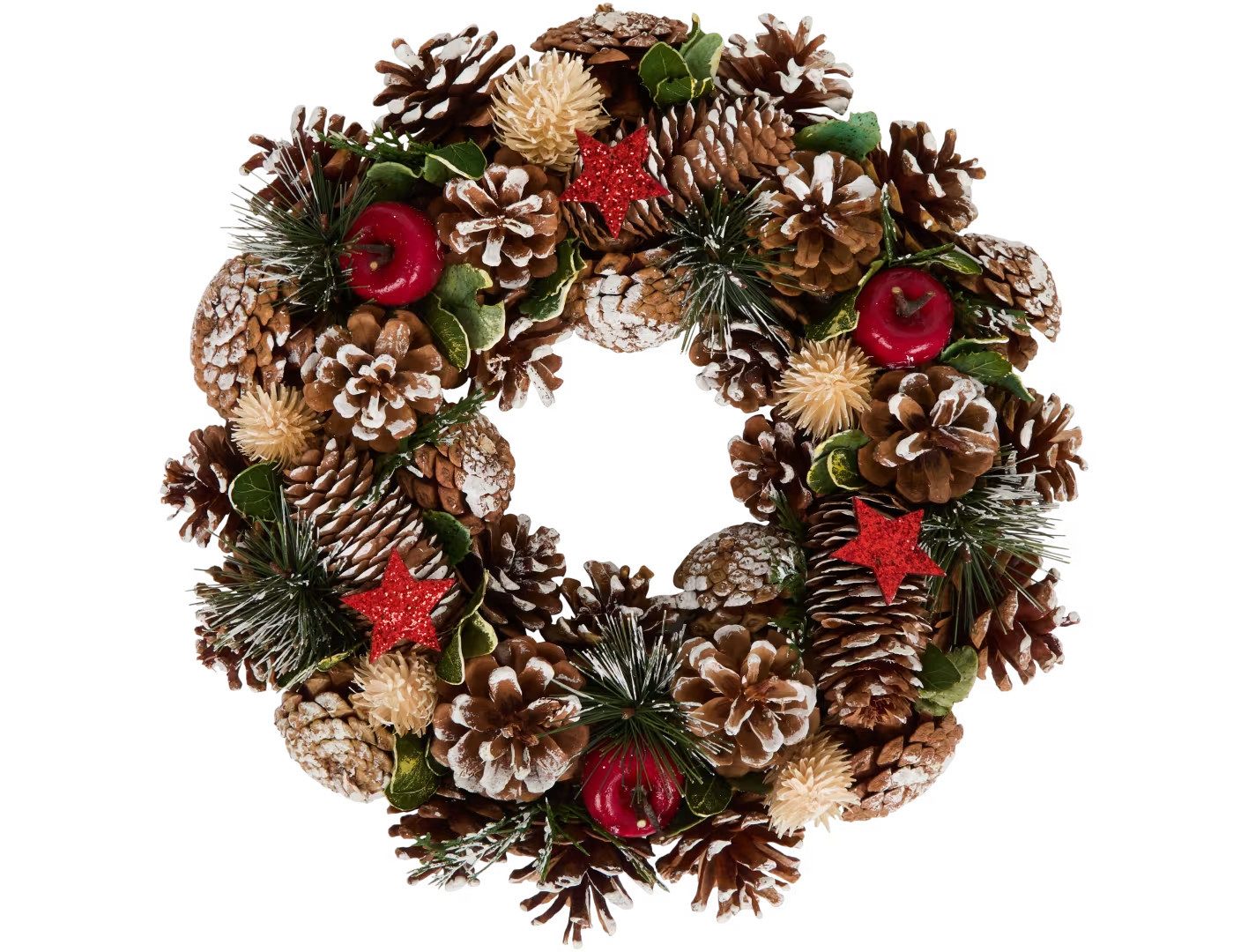 Kunstkranz Weihnachtskranz 34x34x8 cm – Edler Türkranz mit Tannenzweigen & Zapfen Tannenzapfen, Montegoni, adventskranz mit …