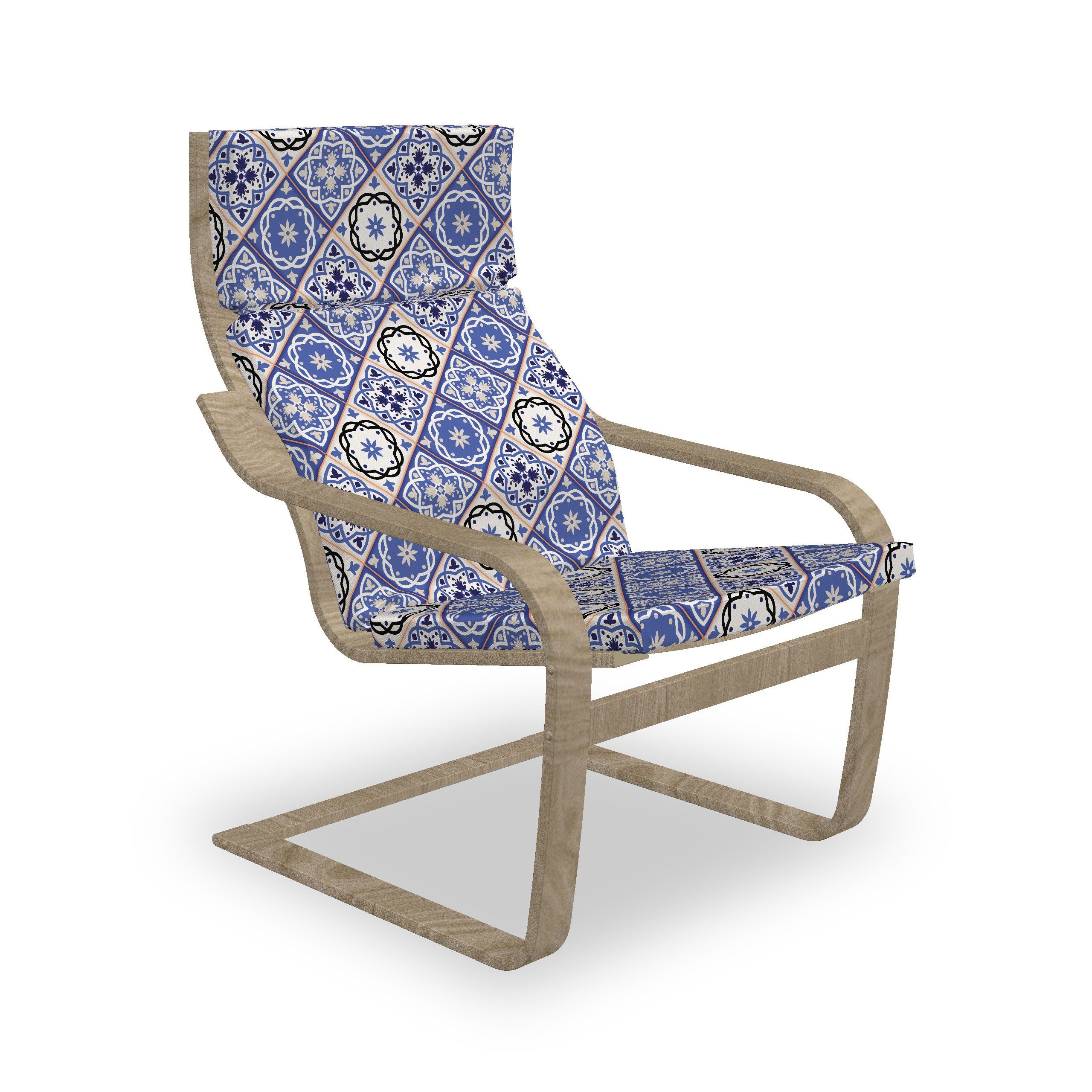 und Stuhlkissen Reißverschluss, mit Abakuhaus Geometrische marokkanisch mit Hakenschlaufe Sitzkissen Stuhlkissen Azulejo Entwurf