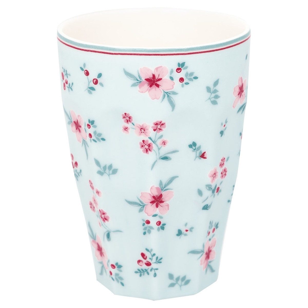Greengate Latte-Macchiato-Tasse Steingut Lattebecher mit Blumenmotiv 400 ml Kaffee Latte