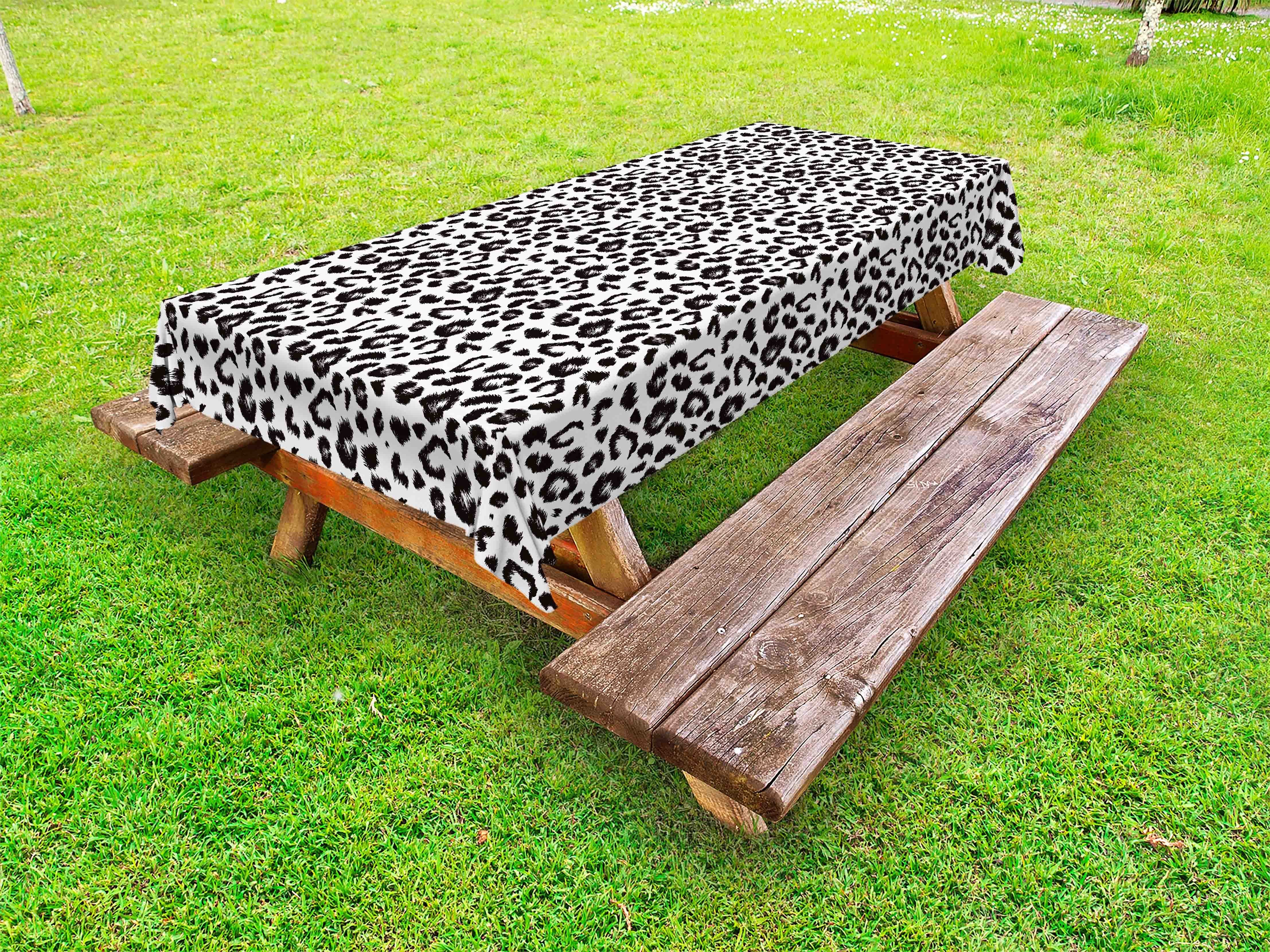 Picknick-Tischdecke, waschbare Tischdecke Drucken dekorative Abakuhaus Leopard Monochrome Sketchy