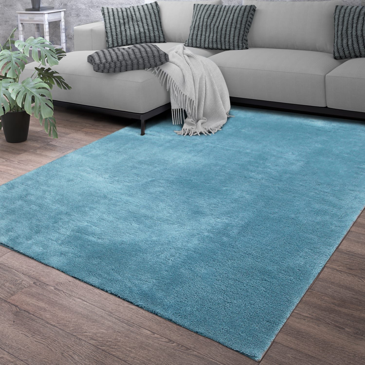 TT Home Teppich Diele, Esszimmer, Flur, Schlafzimmer, Wohnzimmer, Rechteckig, Höhe: 14 mm, Wohnzimmer Kurzflor Einfarbig Modernes Design Waschbar