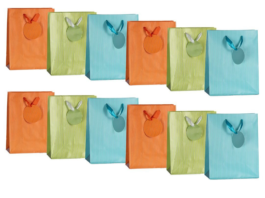 laro Geschenkbox Geschenktüten mit Henkel Medium Leuchtstreifen 12-96stk (12 St)