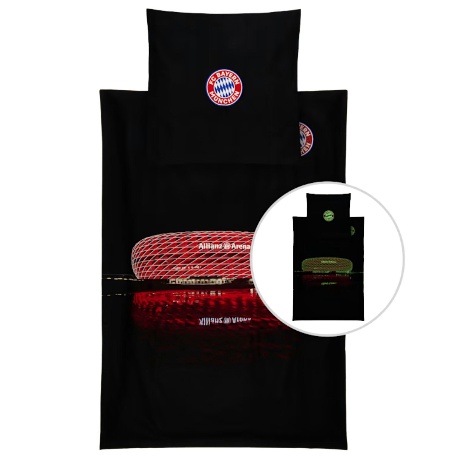 FC Bayern München Постельное белье FC Bayern Постельное белье Glow in the Dark Arena, 100% Baumwolle, 1 teilig, angenehmes Hautgefühl