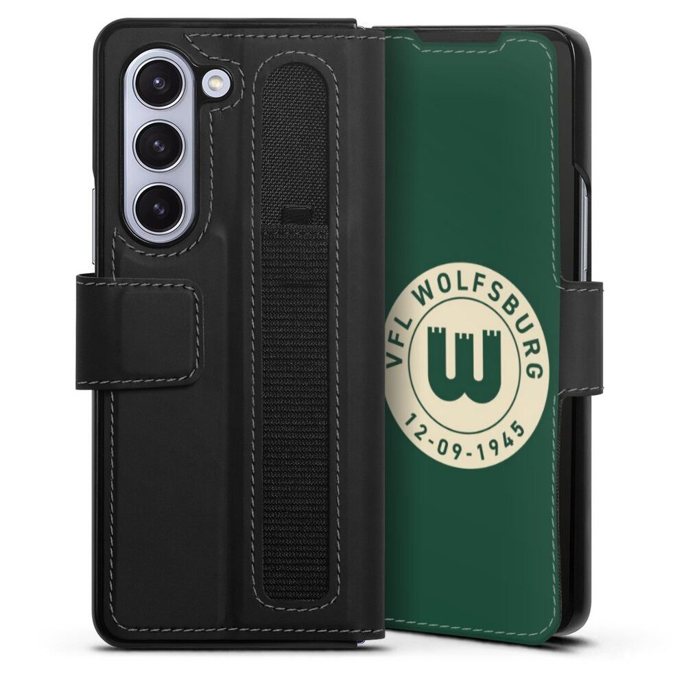DeinDesign Handyhülle VfL Wolfsburg 80 Jahre Offizielles Lizenzprodukt, Samsung Galaxy Z Fold 5 Hülle Handy Flip Case Wallet Cover