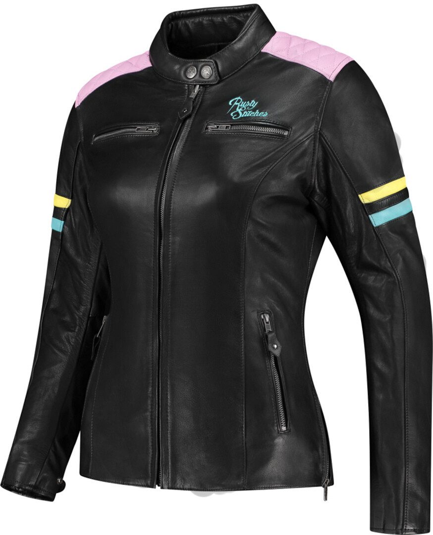Rusty Stitches Motorradjacke Joyce V2 Damen Motorrad Lederjacke protektoren herausnehmbares reißverschluss