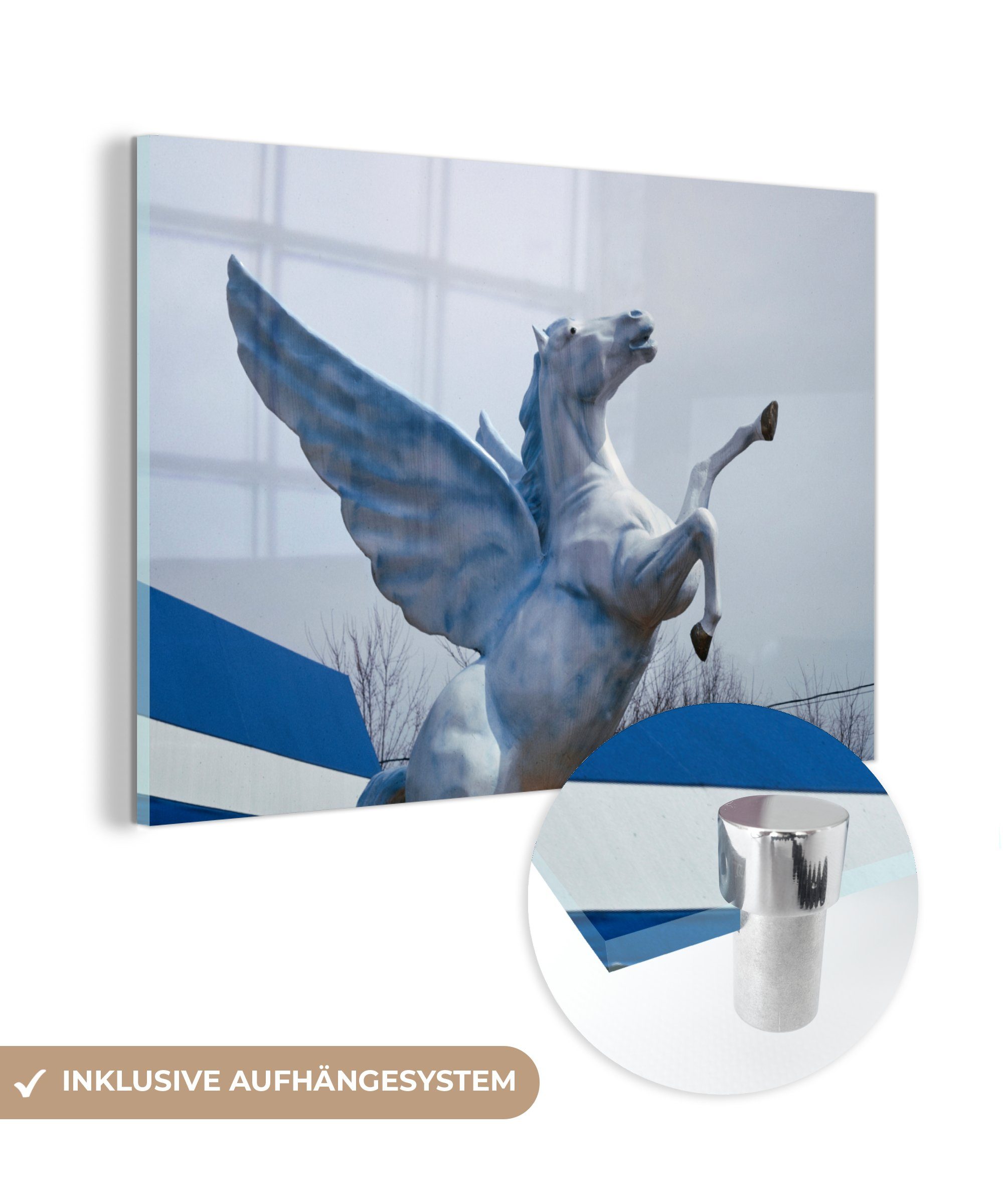 MuchoWow Acrylglasbild Pegasus - Weiß - Amerika, (1 St), Acrylglasbilder Wohnzimmer & Schlafzimmer