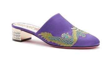 GUCCI GUCCI EMBROIDERED DRAGON SATIN MULES SANDALS SANDALEN SCHUHE SHOES PAN Stiefelette