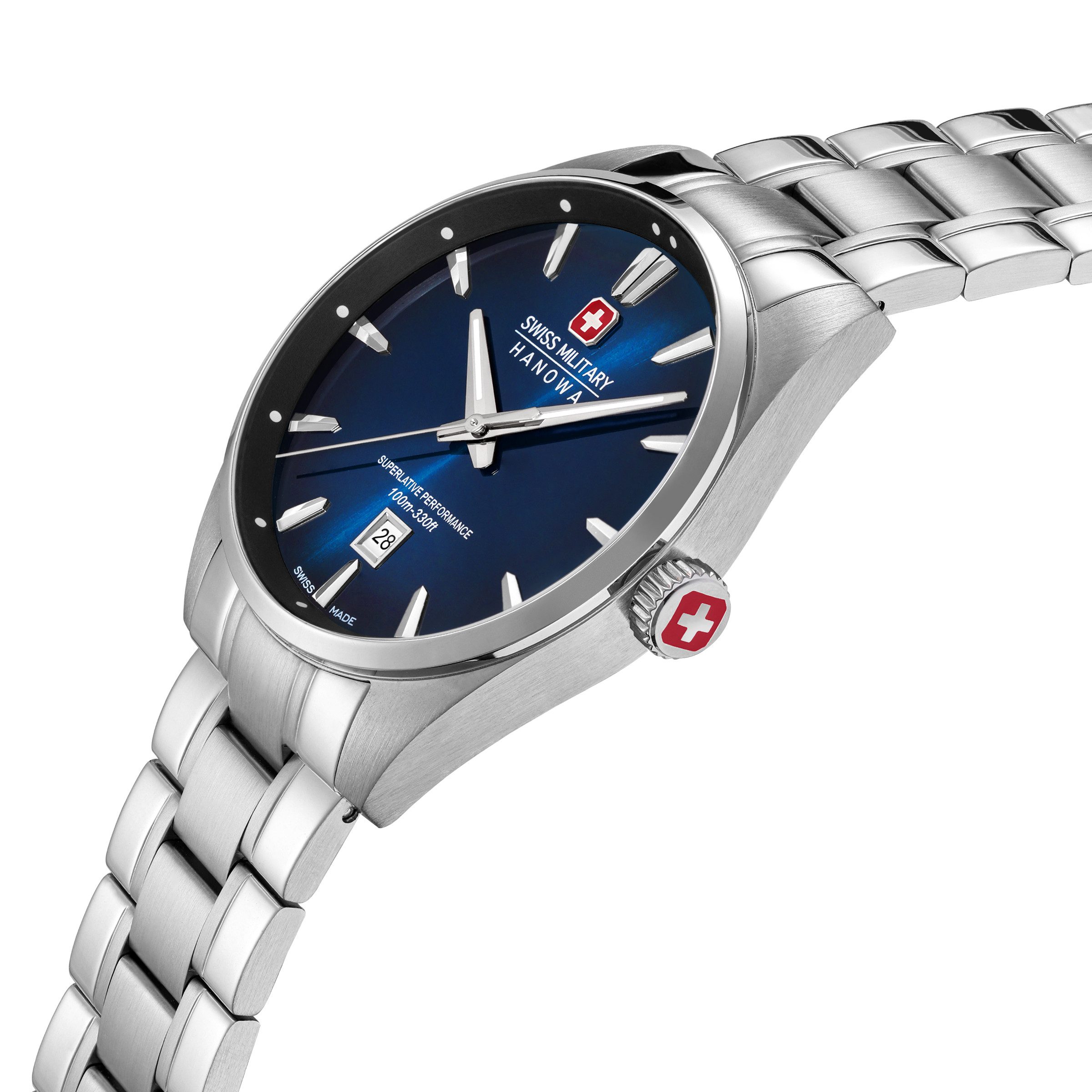Swiss Military Hanowa Quarzuhr Thunder SMWGH0007902, Armbanduhr, Herrenuhr, Swiss Made, Edelstahlarmband, analog, Tag