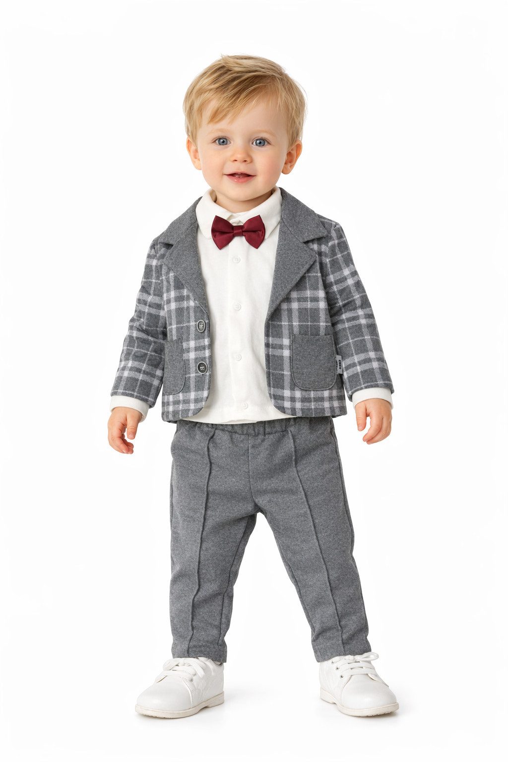 Lorey Medtec Anzug 4-teilig Baby Jungen Anzug 4-teilig, Sakko, Hemd, Hose, Fliege, 100 % Baumwolle (Sakko + Hemd + Hose + Fliege) Tüll