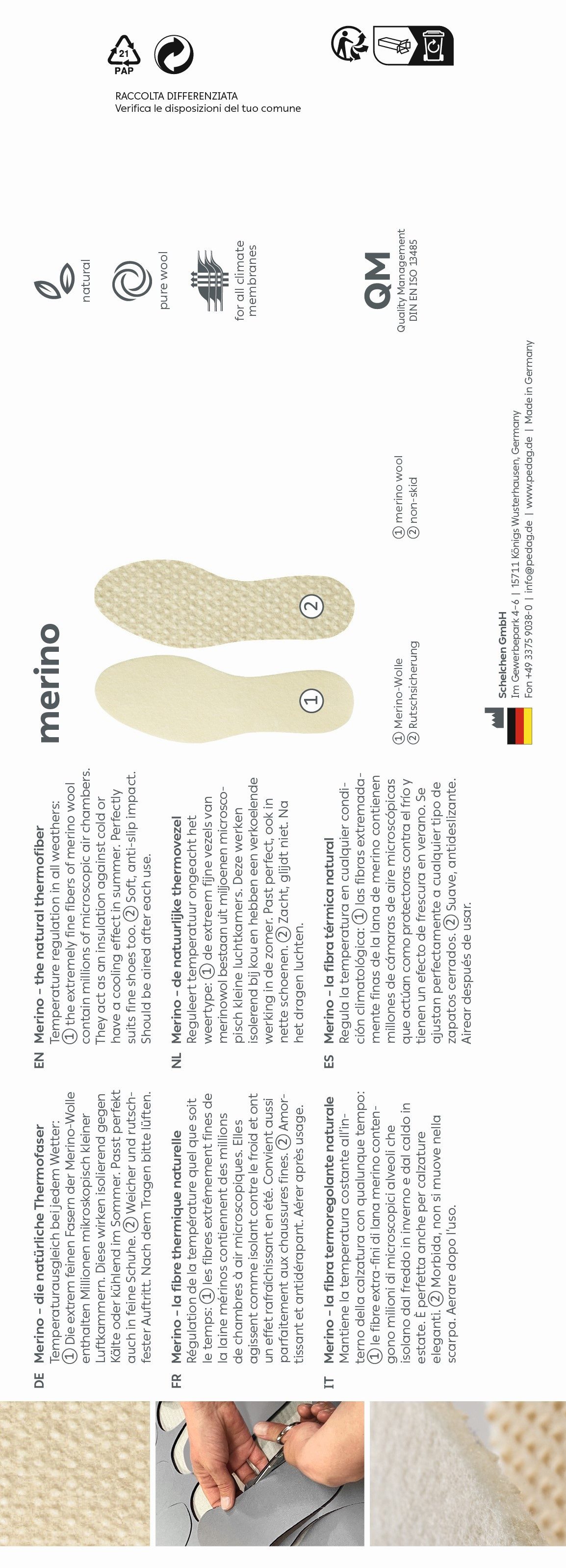 Pedag Einlegesohlen Merino - die dünnste warme Sohle aus 100% Wolle – Bild 3 von 3